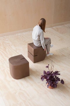 Saddle Indoor Outdoor Sculptural Welded Bronze Patina Side Table Stool