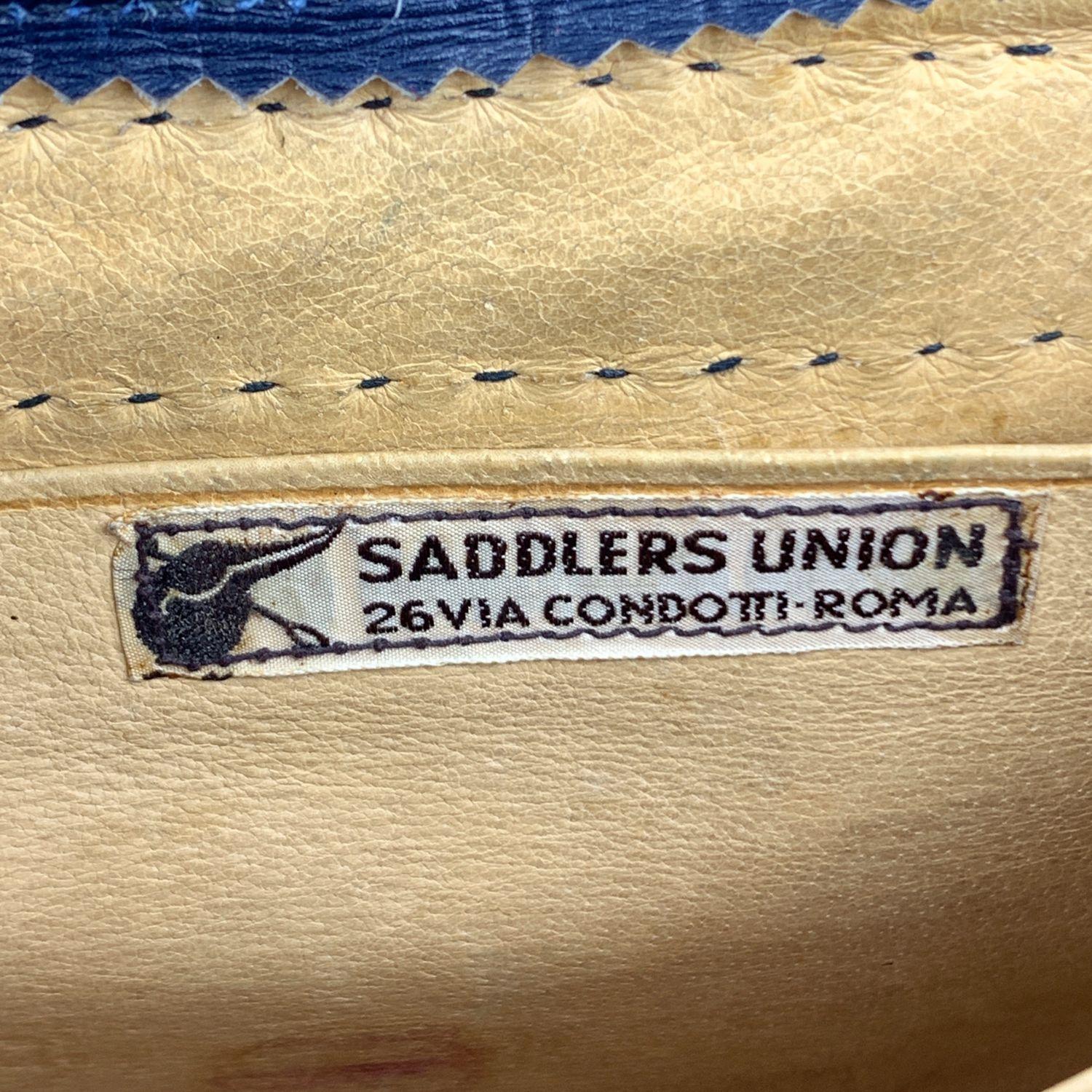 Women's Saddlers Union Vintage Navy Blue Leather Flap Saddle Shoulder Bag