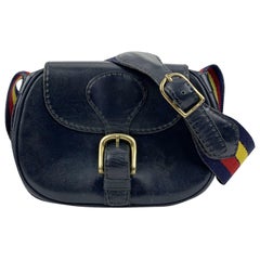 Saddlers Union Vintage Navy Blue Leather Flap Saddle Shoulder Bag