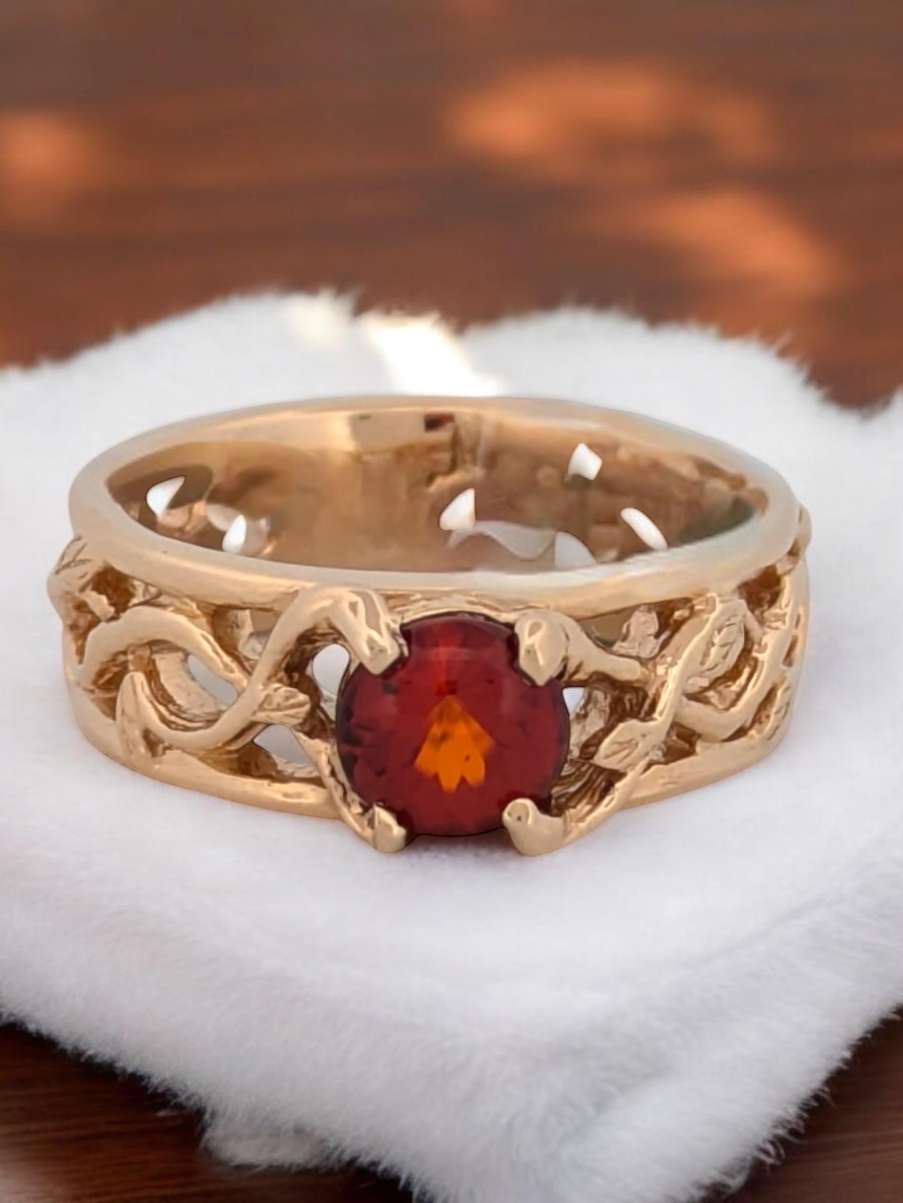 Sade  14k Yellow Gold Ruby Ring  Single Stone Ruby Simple Setting,  Size 7.5 For Sale 1