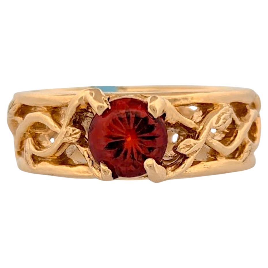 Sade  14k Yellow Gold Ruby Ring  Single Stone Ruby Simple Setting,  Size 7.5 For Sale