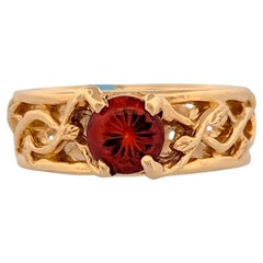 Sade  Anello con rubino in oro giallo 14k  Single Stone Ruby Semplice Incastonatura,  Taglia 7.5