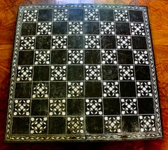 Sadeli Anglo-Indian Inlay Bone Ebony Chess Board