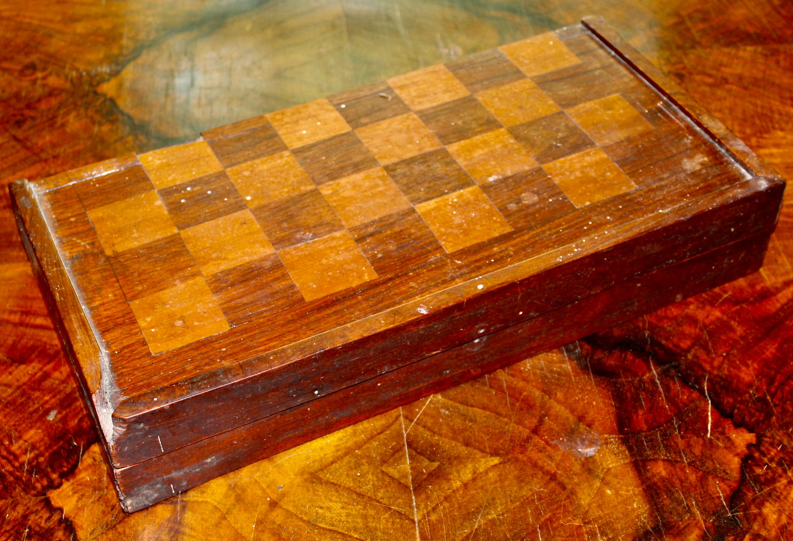 Sadeli Micro Bone Inlay Backgammon/Chess Board In Good Condition For Sale In Sharon, CT