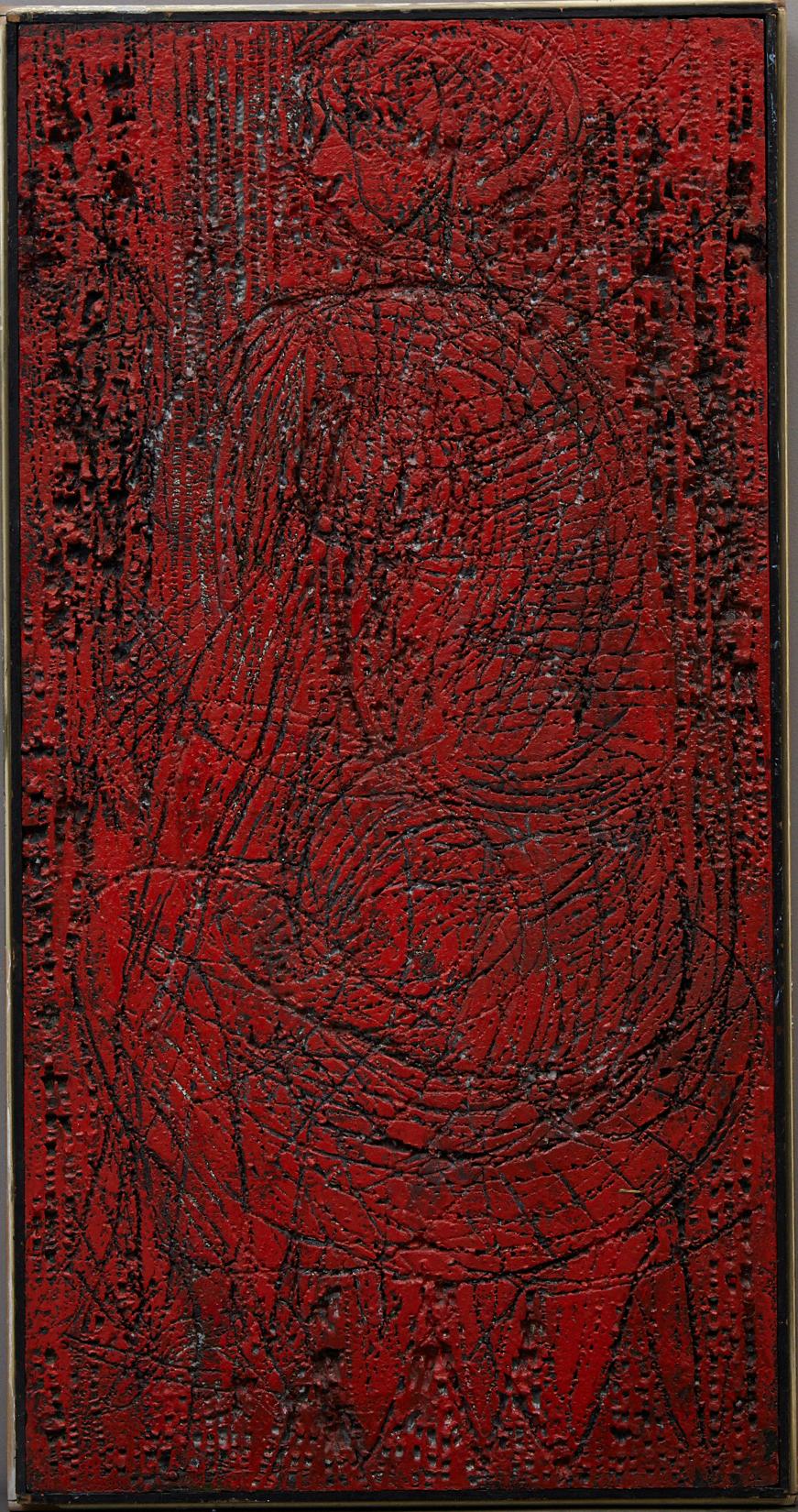 Red Seated Figure - Mixed Media Art by Sadie Hayms
