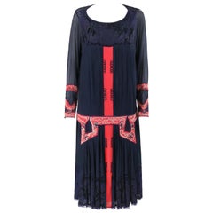 Used SADIE NEMSER c.1920’s Art Deco Silk Beaded Cubist Flapper Couture Dress