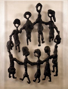 Sadie Rosenblum Signed Modern Brutalist Bronze Abstract Figures on Lucite 6/10