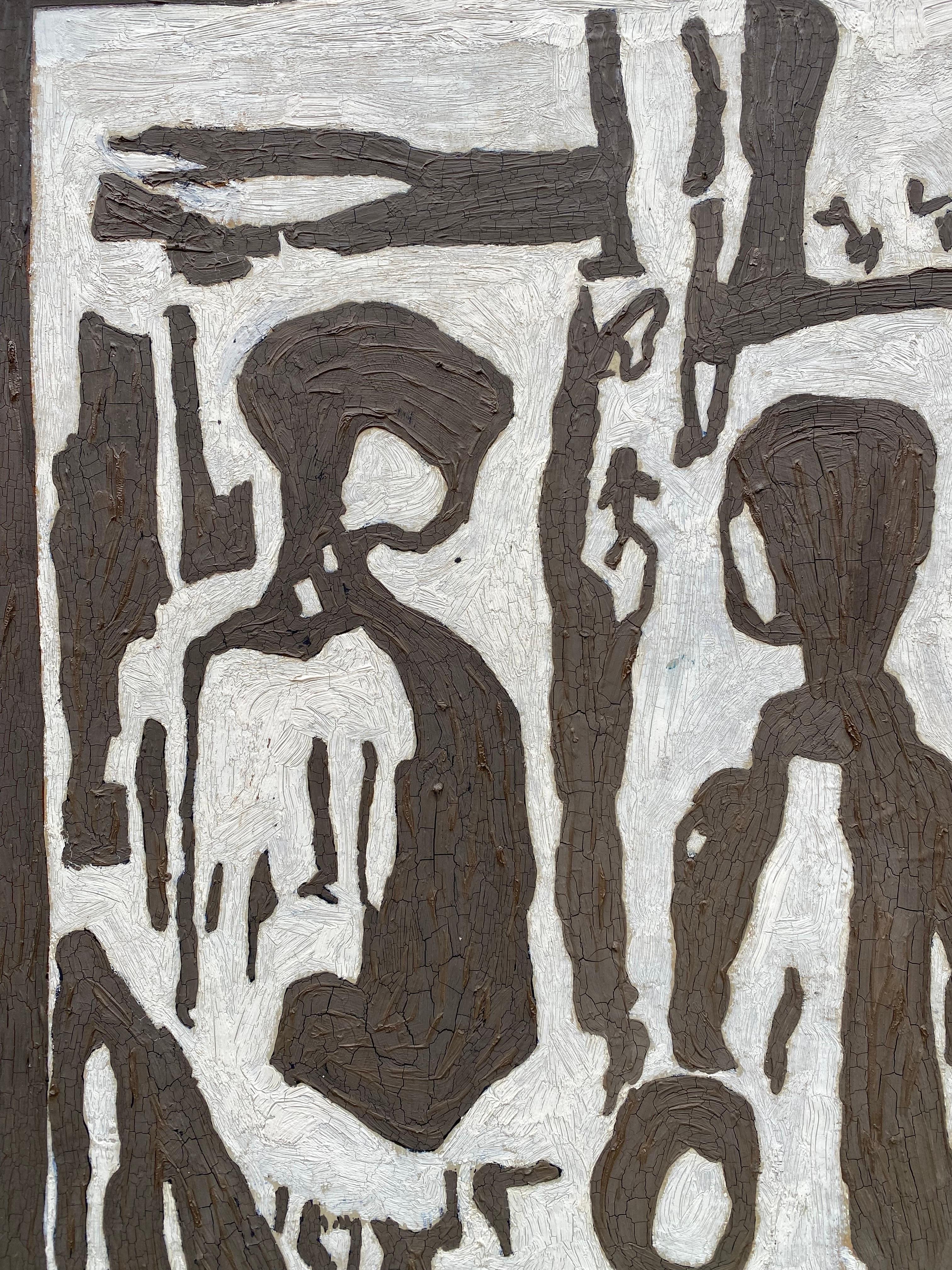 Sadie Skoletsky Rosenblum 1899-1987. Studied in NYC and was known for Figurative Work. This Painting on Canvas has heavily applied paint making up a group of figures. In nice Original condition! Ready to hang!