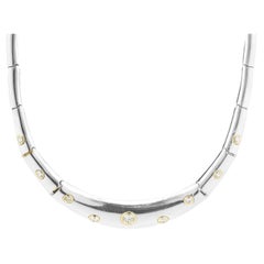 Collier à pois en or jaune et blanc 18 carats avec diamants pour femmes