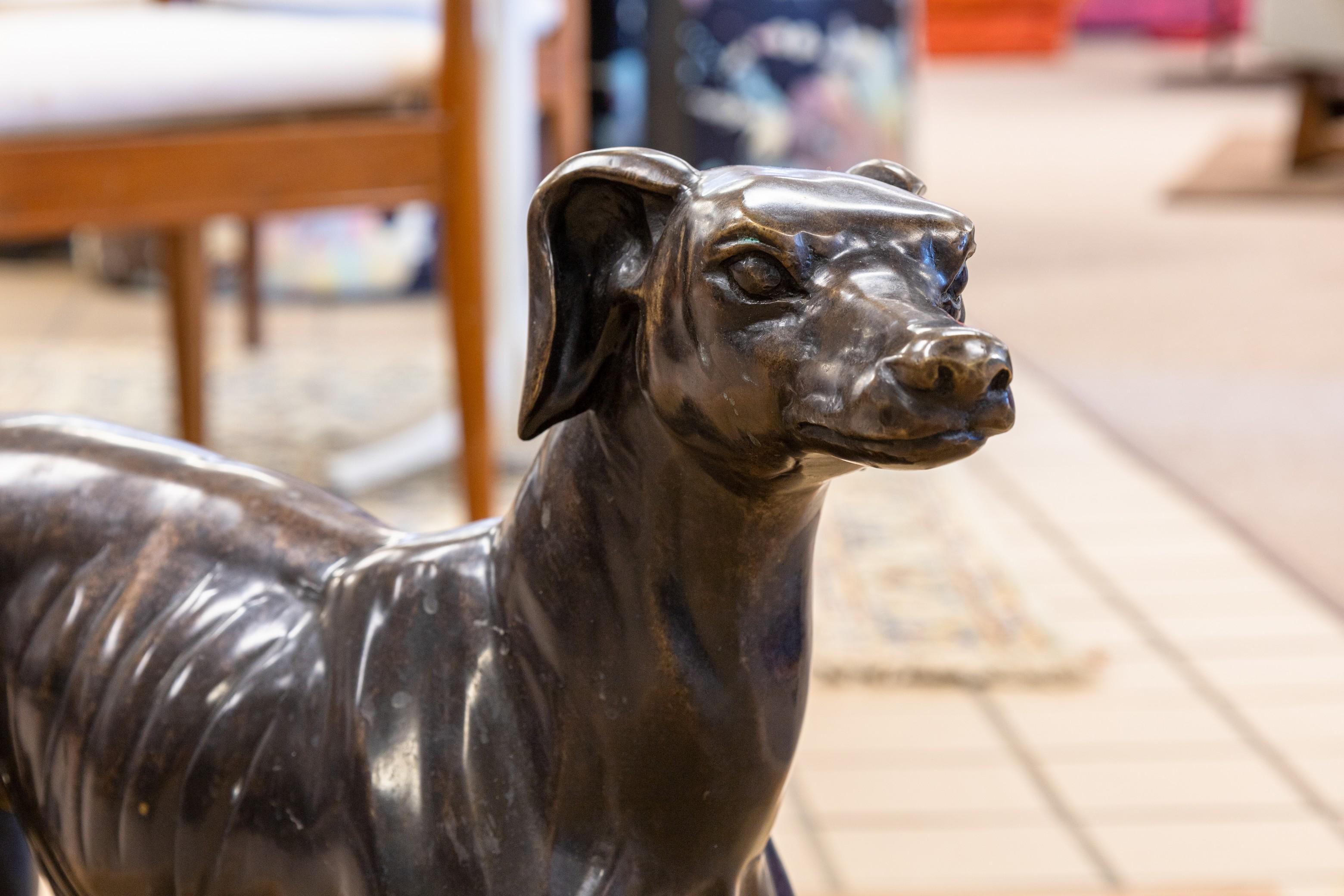 20th Century Sadows Bronze Whippet or Greyhound Dog Life Sized Sculpture For Sale
