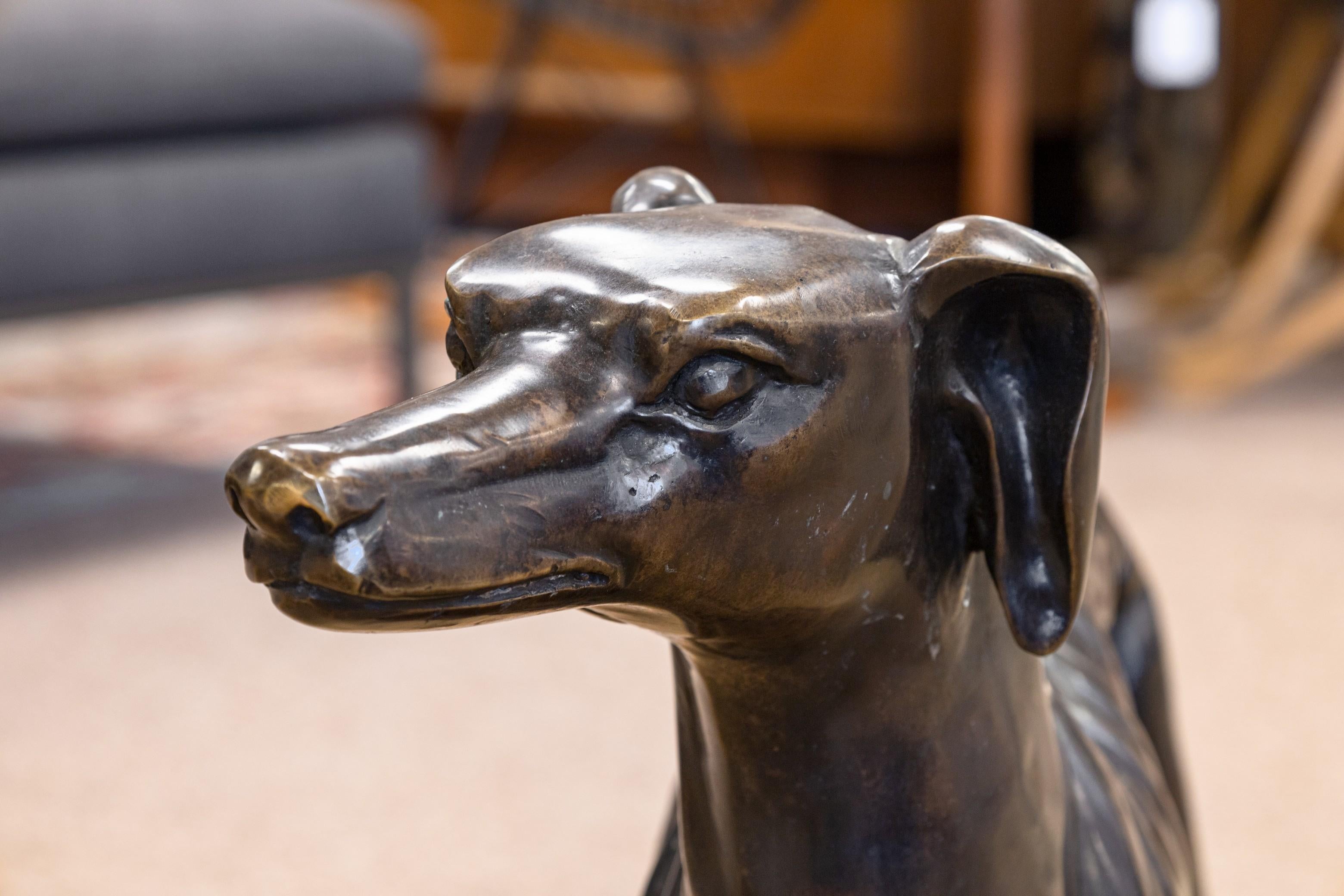 Sadows Bronze Whippet or Greyhound Dog Life Sized Sculpture For Sale 1