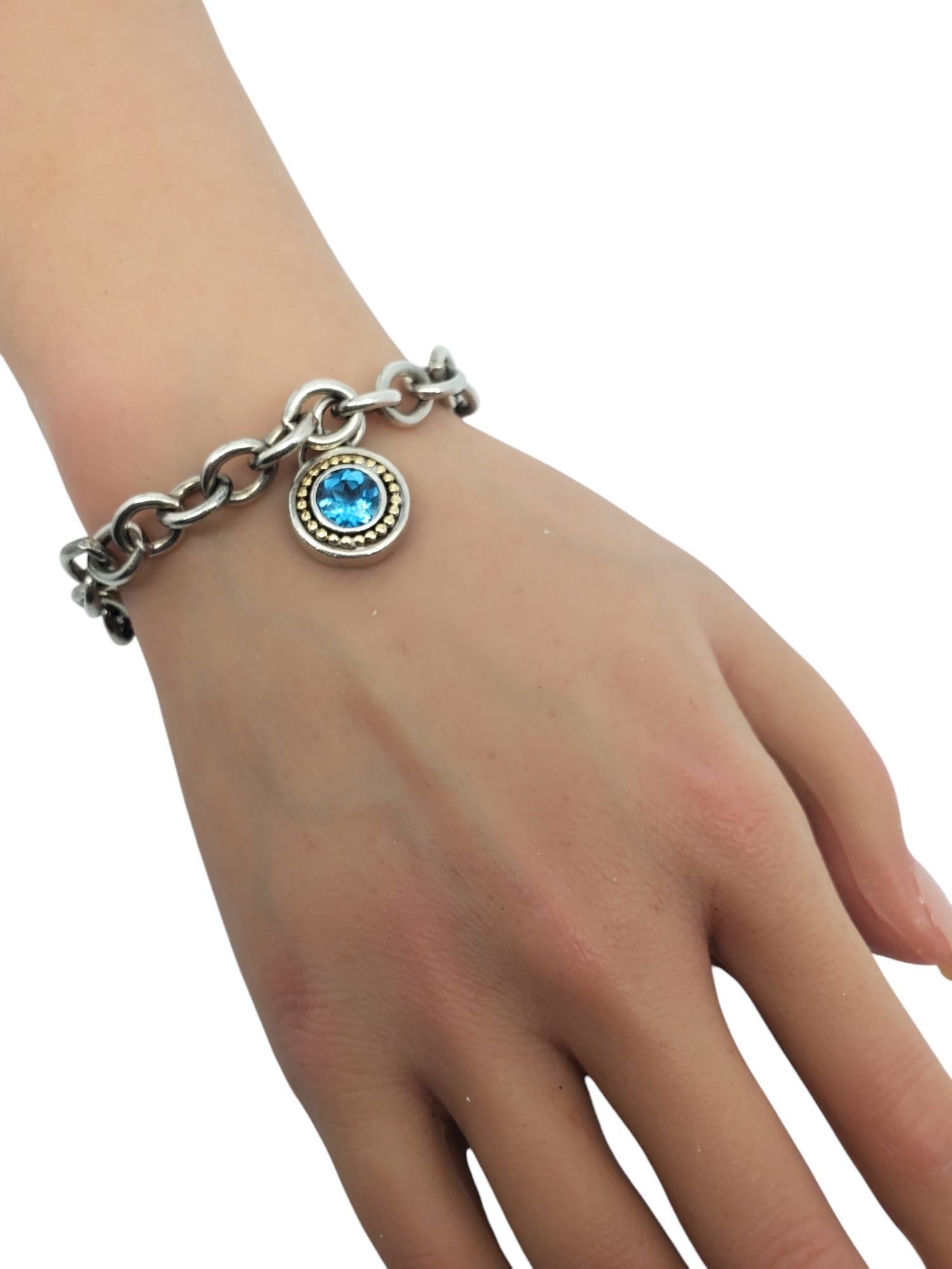 Sadye L Vassil Sterling & 14K Gold Plated Blue Topaz Charm Bracelet #20745 For Sale 3