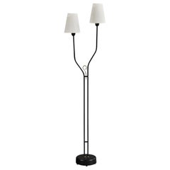 SAE Eskilstuna, Floor Lamp, Metal, Brass, Fabric, Sweden, 1960s