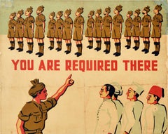 Original Vintage WWII Poster Indian Army Recruitment For Defence Of Your Country