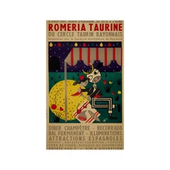 1953 "Romeria Taurine du Cercle Taurin Bayonnais" poster by artist Saez