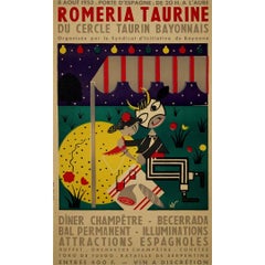 1953 "Romeria Taurine du Cercle Taurin Bayonnais" cartel del artista Saez