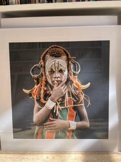 "Mursi Boy Hornes. Black" Photography 30" x 30" inch Edition 1/7 by Safaa Kagan