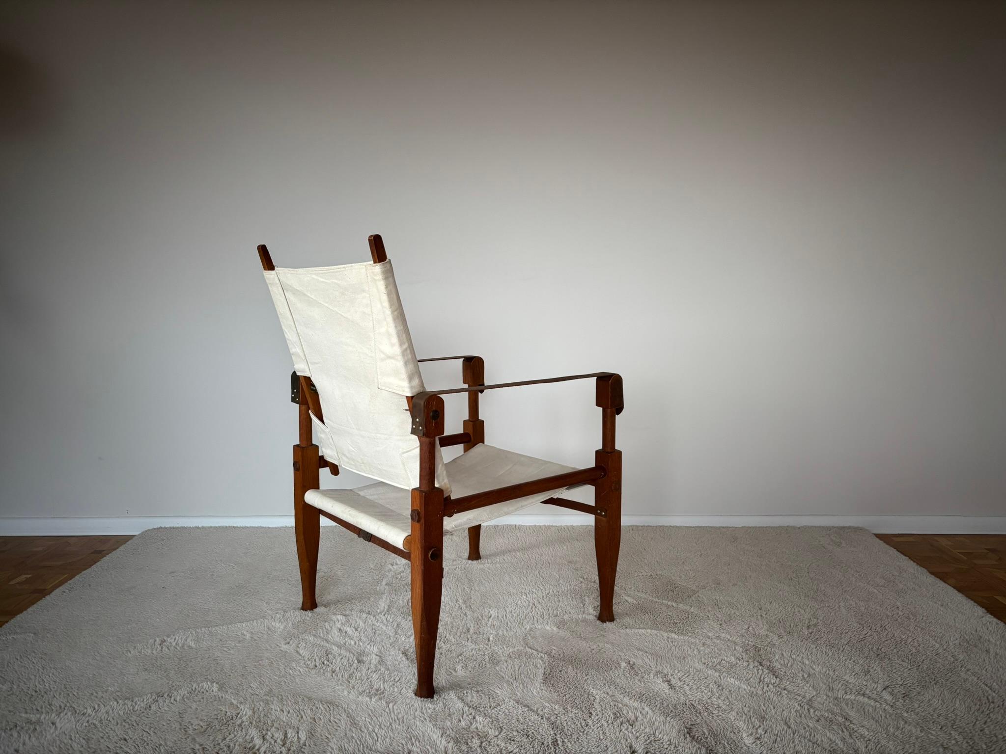 Mid-20th Century Safari Armchair by Wilhelm Kienzle attributed to Wohnbedarf, Switzerland, 1950s For Sale