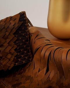 Safari Armchair in Leather and Walnut by Nocod Studio