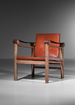 Safari armchair in limed oak from the 1940s, Jean-Michel Frank style