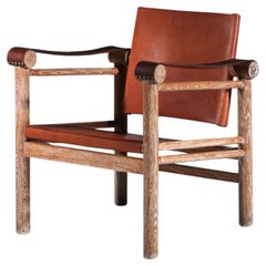 Safari armchair in limed oak from the 1940s, Jean-Michel Frank style