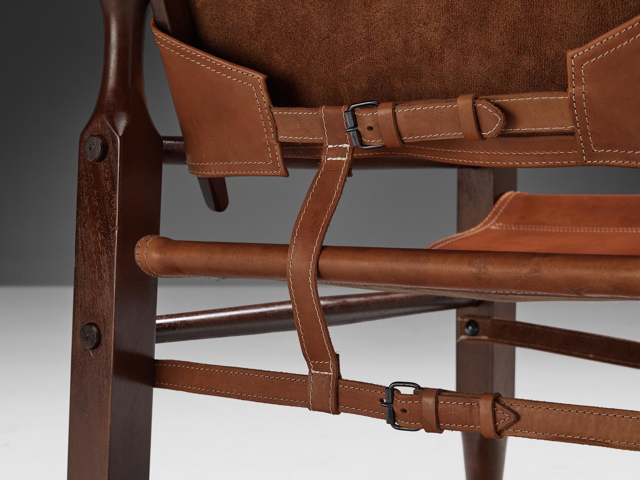 Safari-Sessel aus cognacfarbenem Naturleder im Zustand „Gut“ im Angebot in Waalwijk, NL