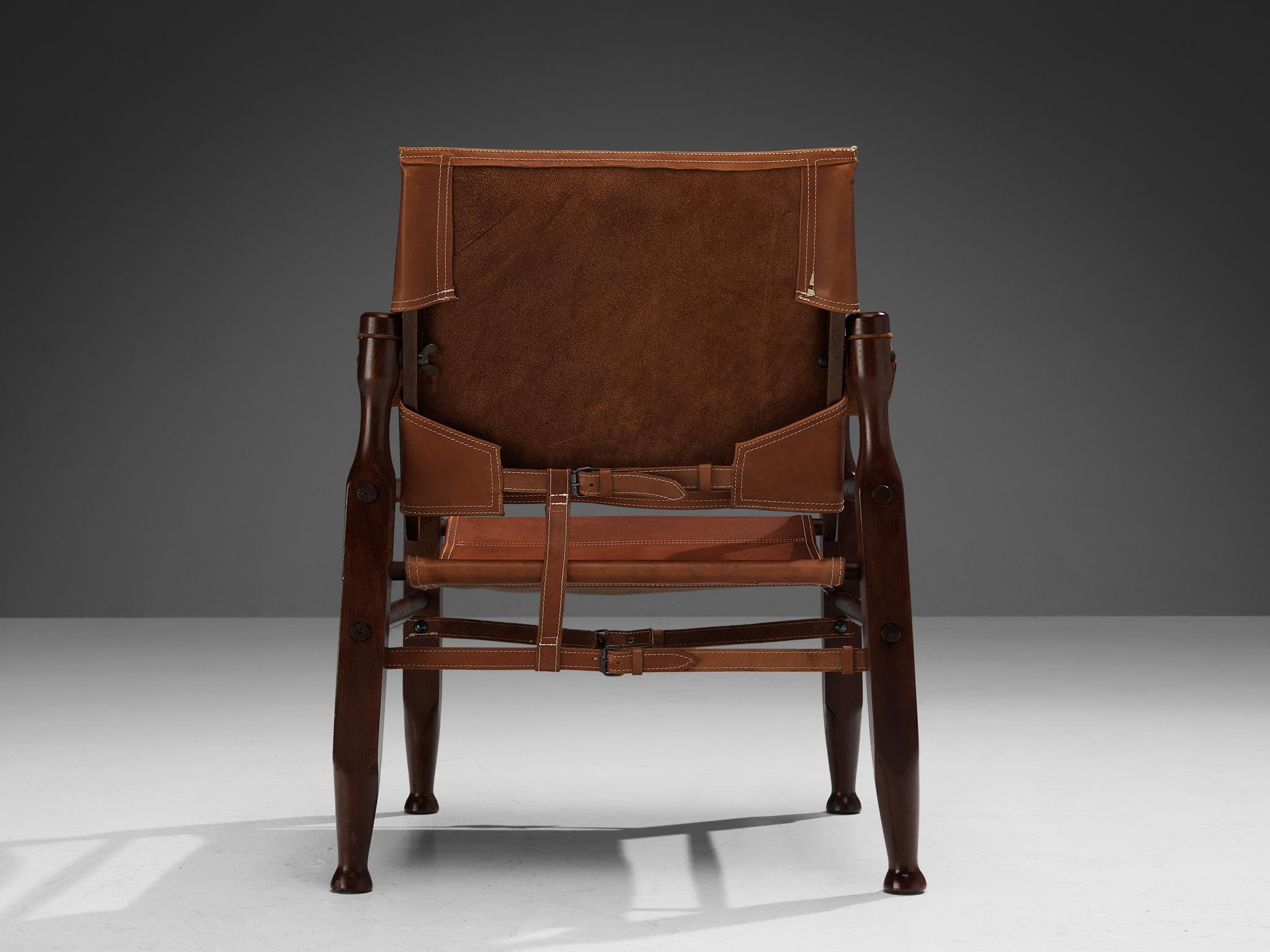 Safari-Sessel aus cognacfarbenem Naturleder im Angebot 2