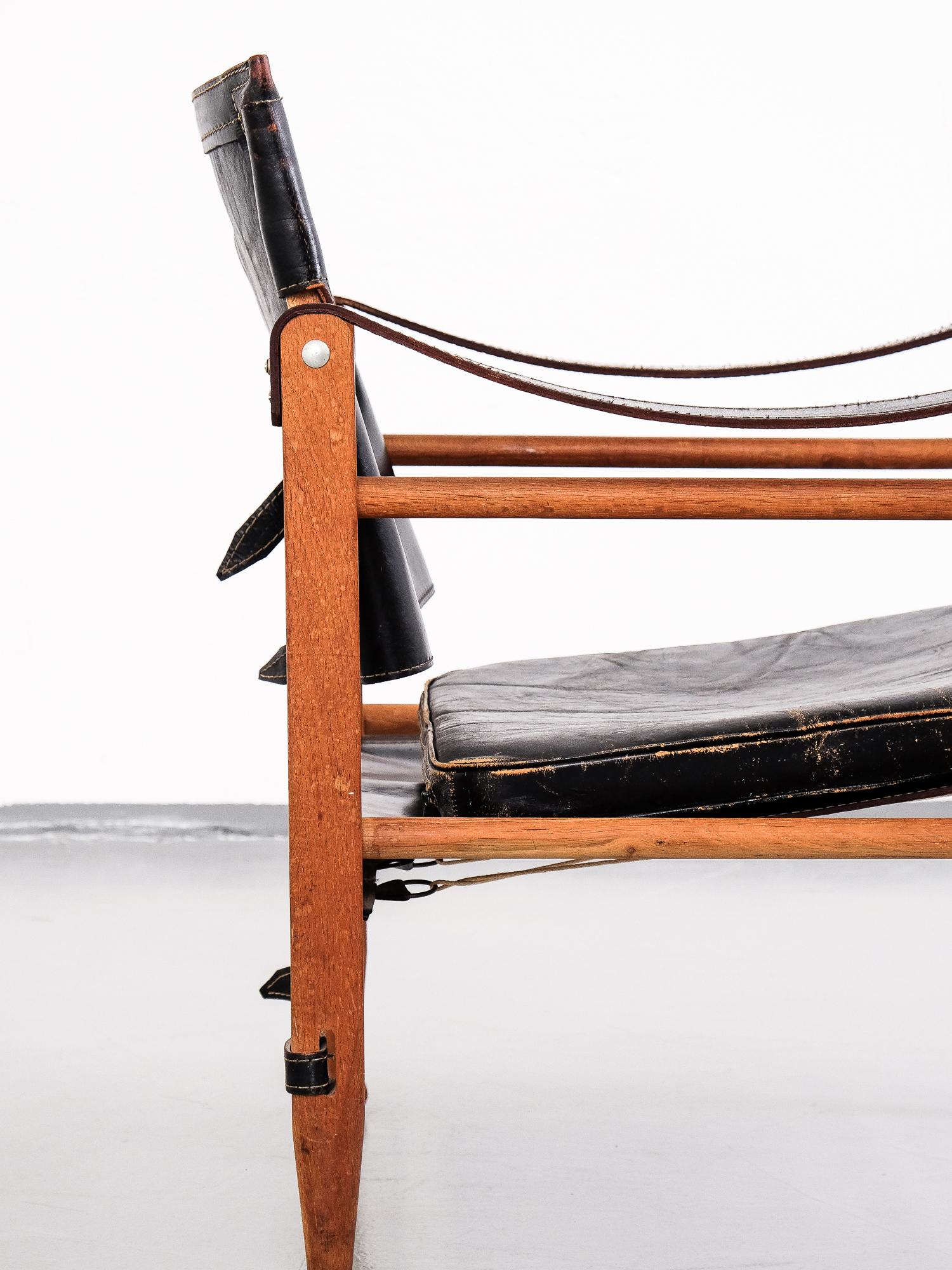 Leather Safari Chair by Aage Bruun & Søn, Denmark, 1960s