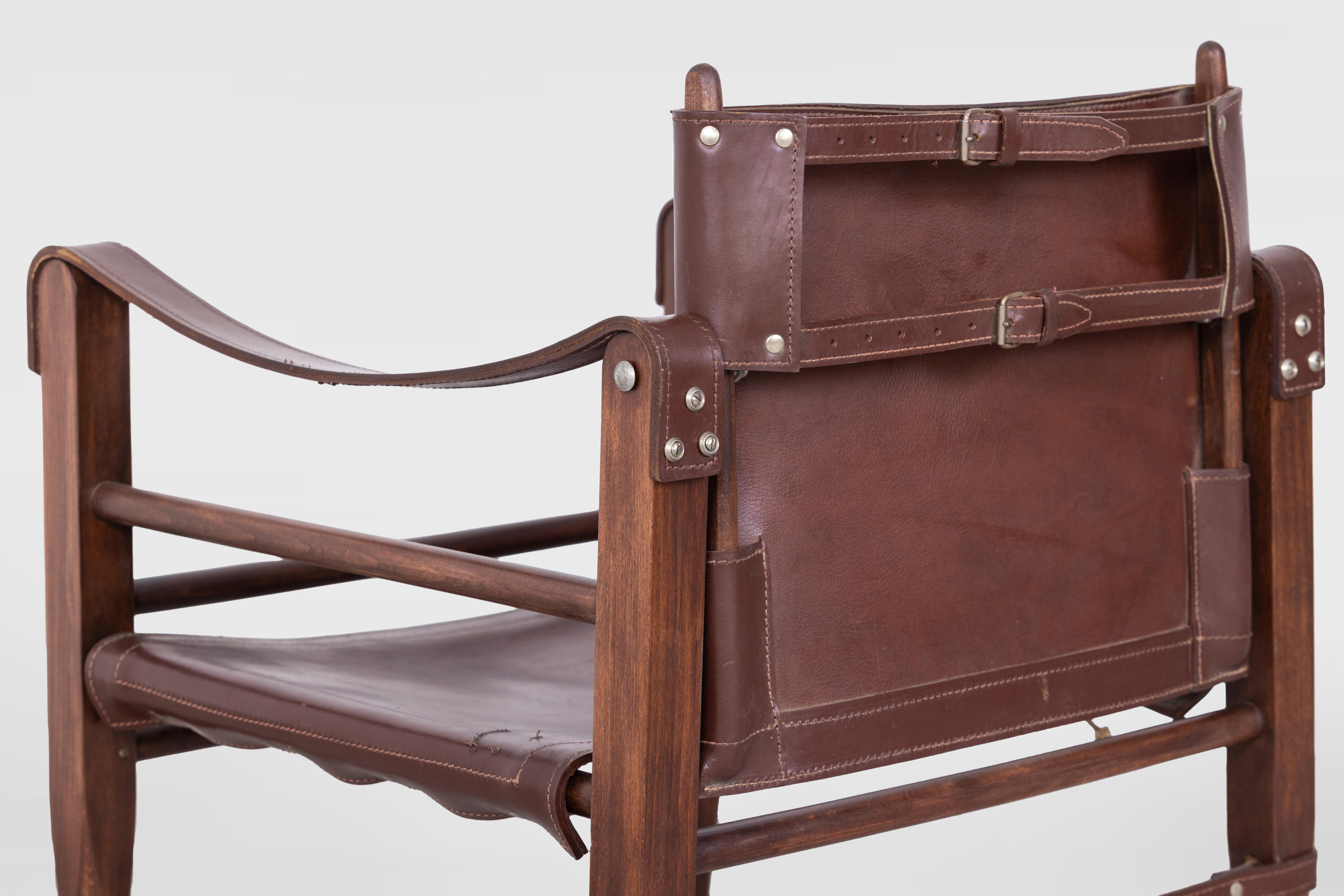 Safari Chair by Aage Bruun & Son, Denmark, 1960s For Sale 1