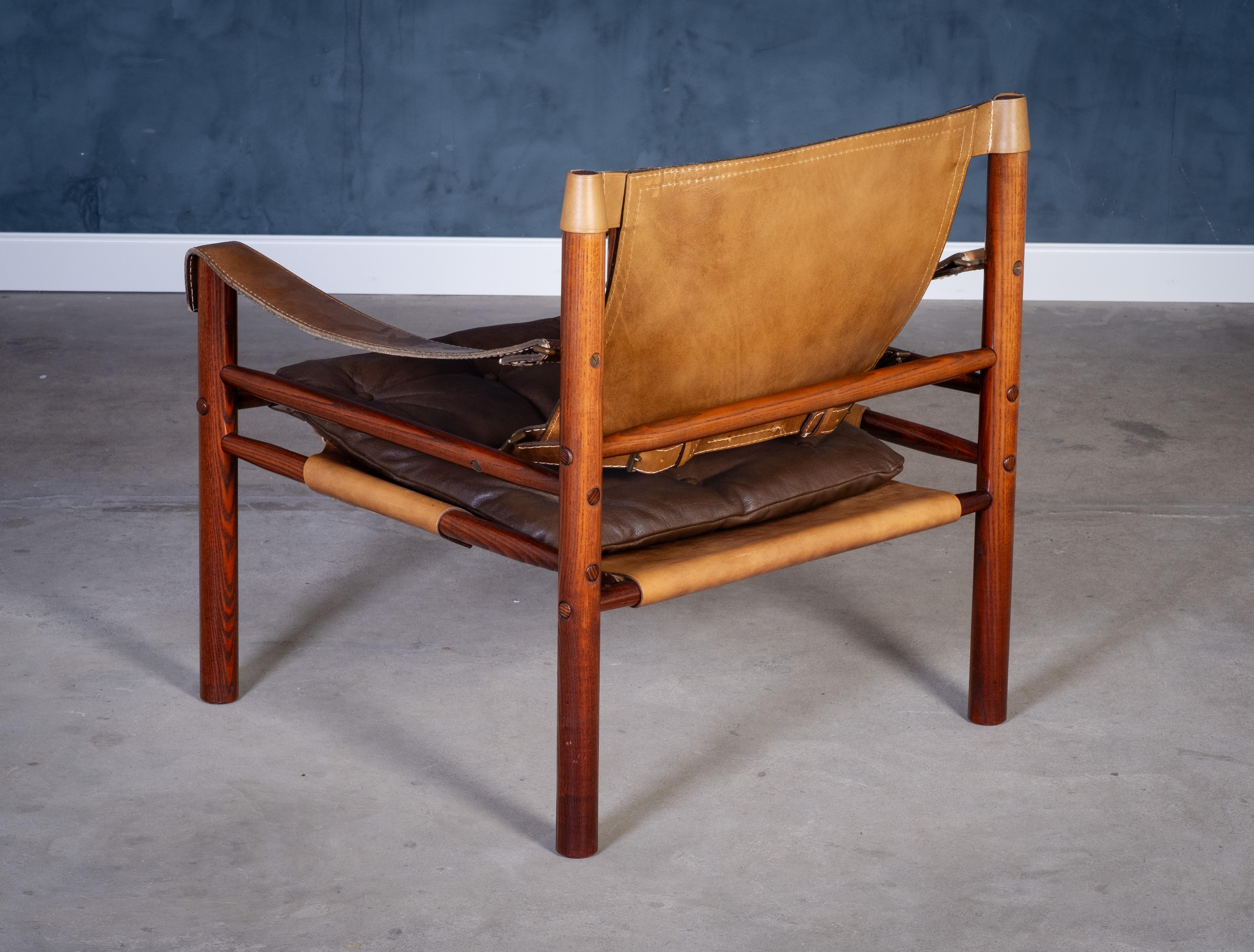 Leather Safari Chair by Arne Norell Sweden, 1960s For Sale