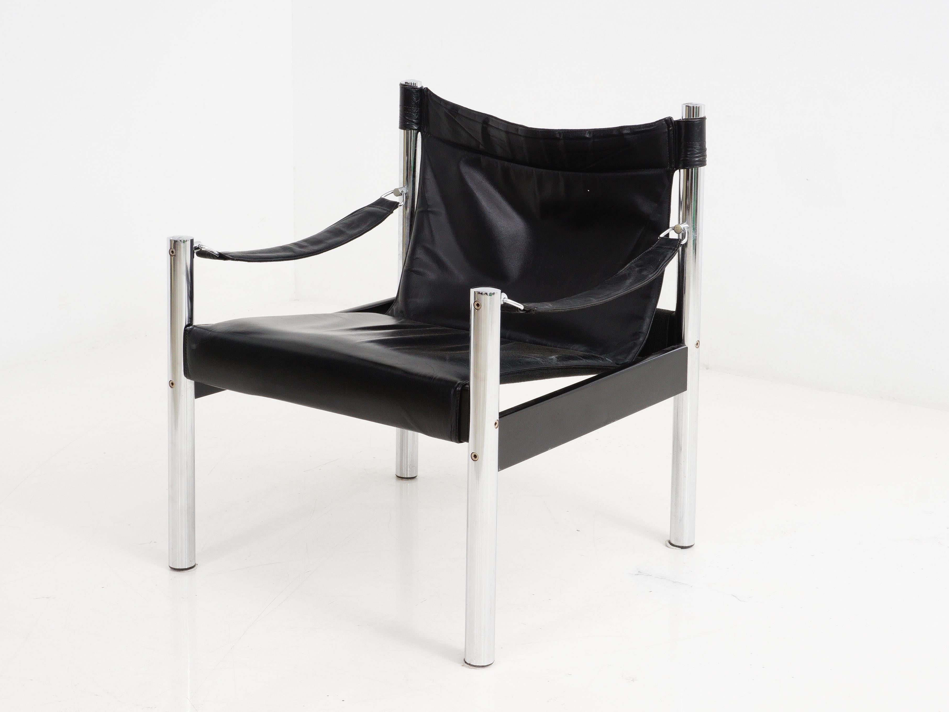 Meet the Safari Chair by Johanson Design: black leather and chrome in perfect harmony. It's classy and modern, like the James Bond of chairs. Designed for adventures, it's both sophisticated and ready for action. Upgrade your seating game with a