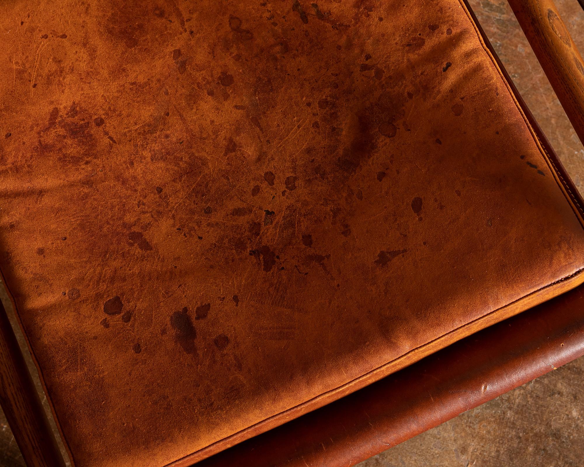 Safari Chair by Kaare Klint in Cognac Leather, Denmark, 1960s For Sale 2