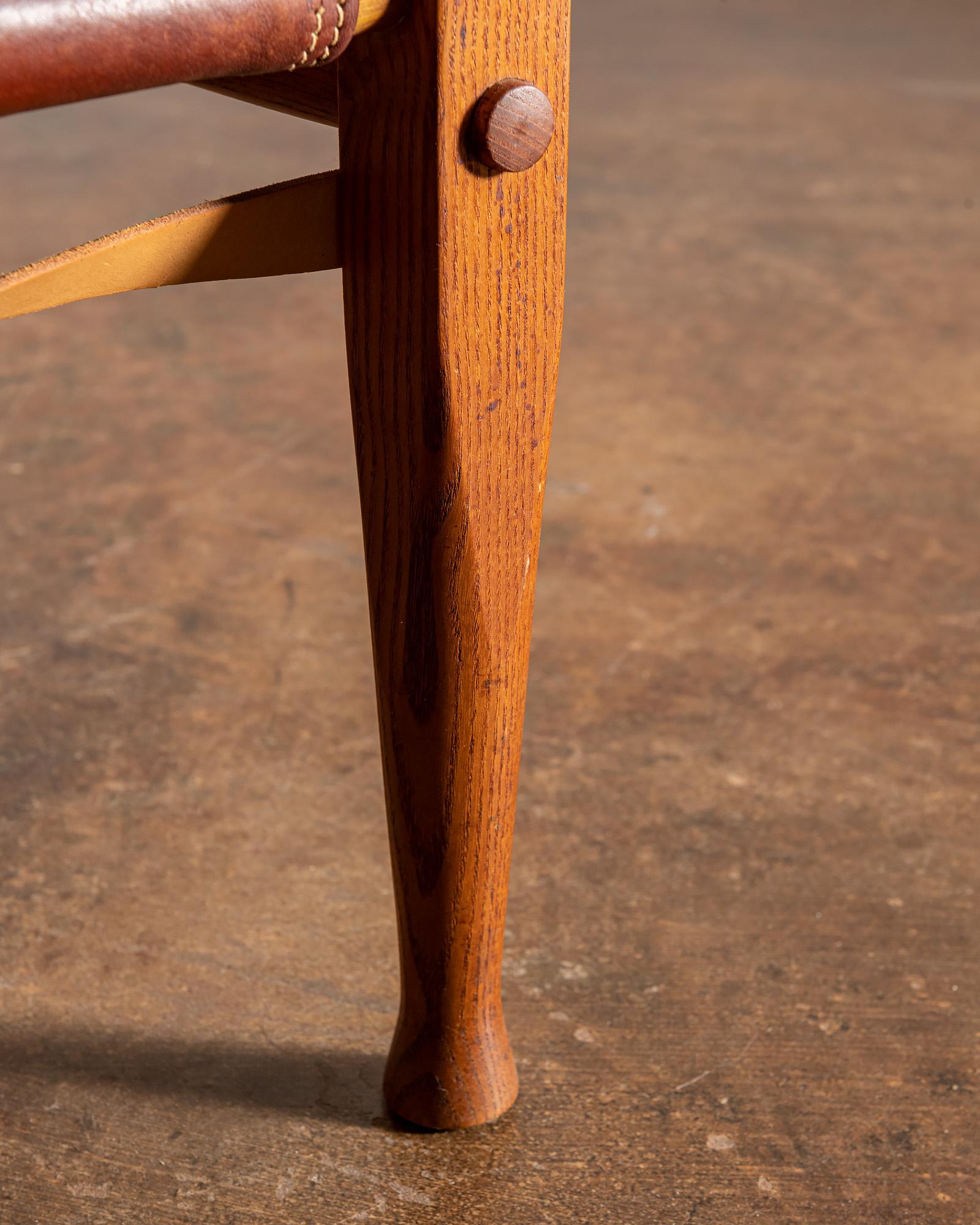 Safari Chair by Kaare Klint in Cognac Leather, Denmark, 1960s In Good Condition For Sale In Sylacauga, AL