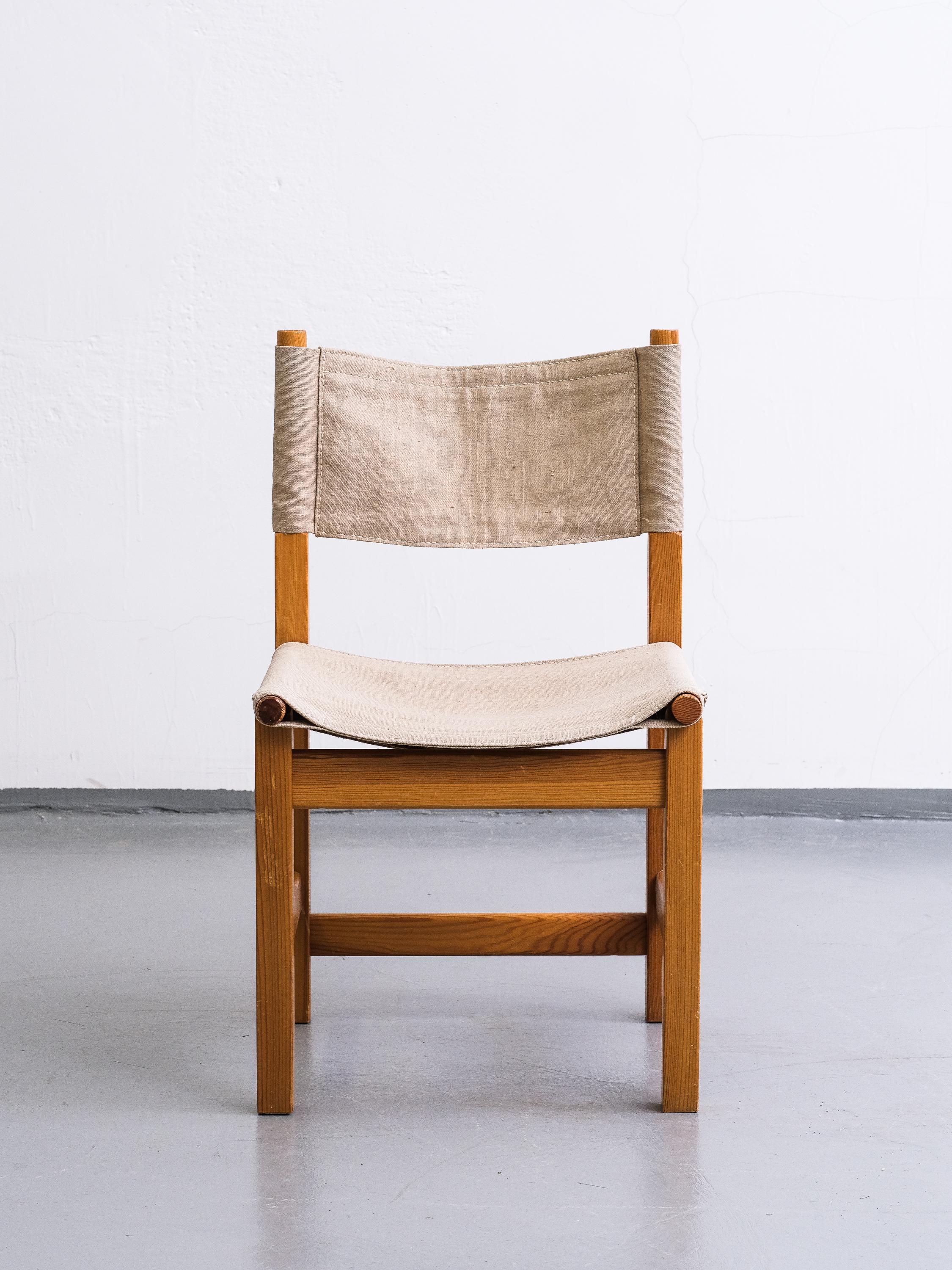 Mid-Century Modern Safari Chair in Linen and Solid Pinewood by Tomas Jelinek for Ikea, 1970s