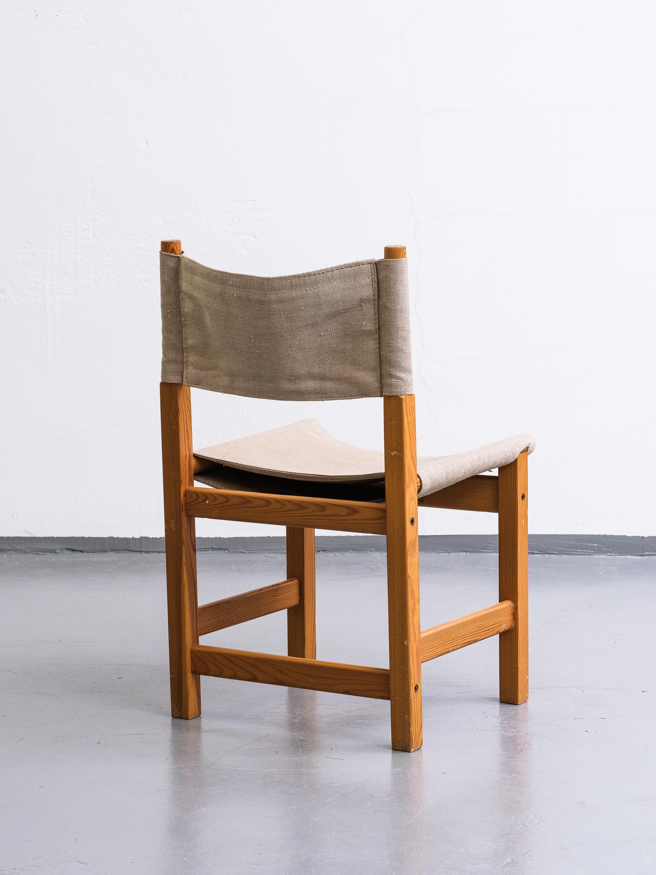 Safari Chair in Linen and Solid Pinewood by Tomas Jelinek for Ikea, 1970s In Good Condition In Helsinki, FI