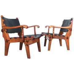 Retro Safari Chairs Angel Pazmino Rosewood Hunting Armchairs Black Original Leather