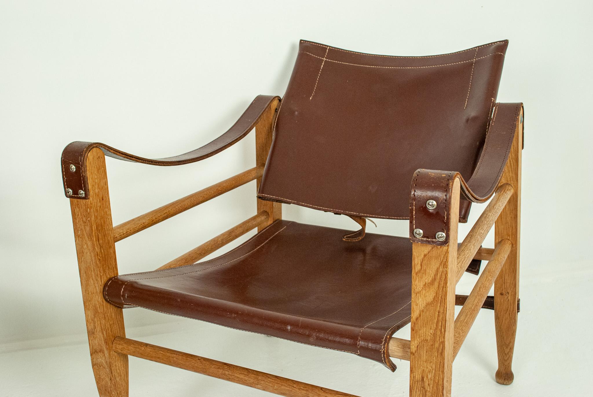 Mid-Century Modern Safari Chairs by Aage Bruun & Son, Denmark, 1960s For Sale