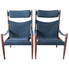 Safari Chairs by Erik Wørts for Niels Eilersen, Denmark, 1970s
