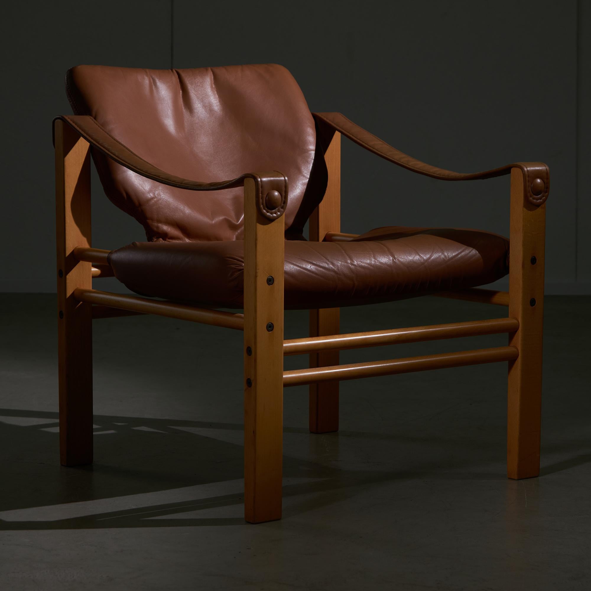The Safari chairs designed by Maurice Burke for Skippers Mobler featuring durability and class will be a beautiful addition to any living or modern workspace. Unique details and an iconic design from the 1960s. The item has a light wear consistent