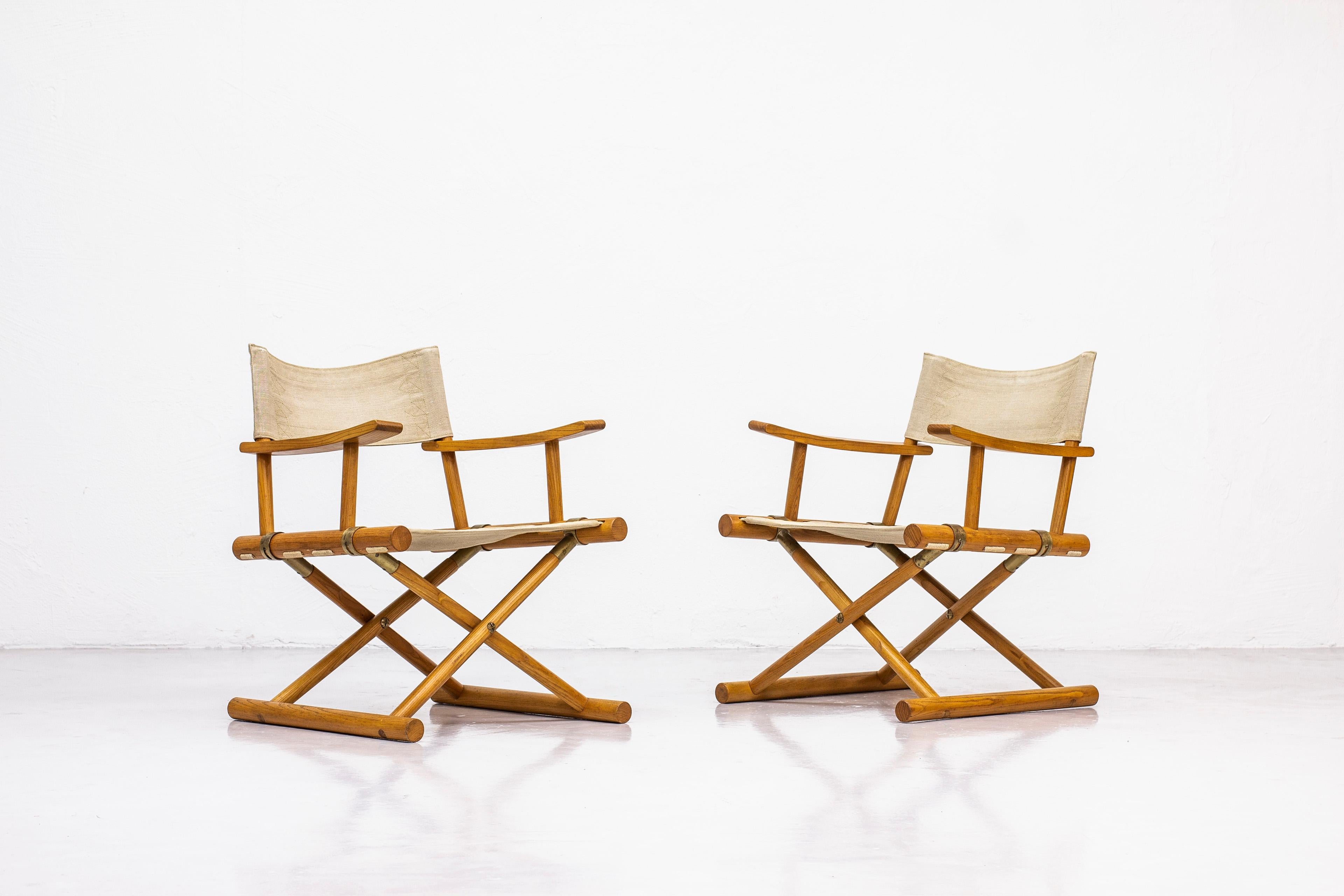 Rare pair of safari style folding chairs, model 