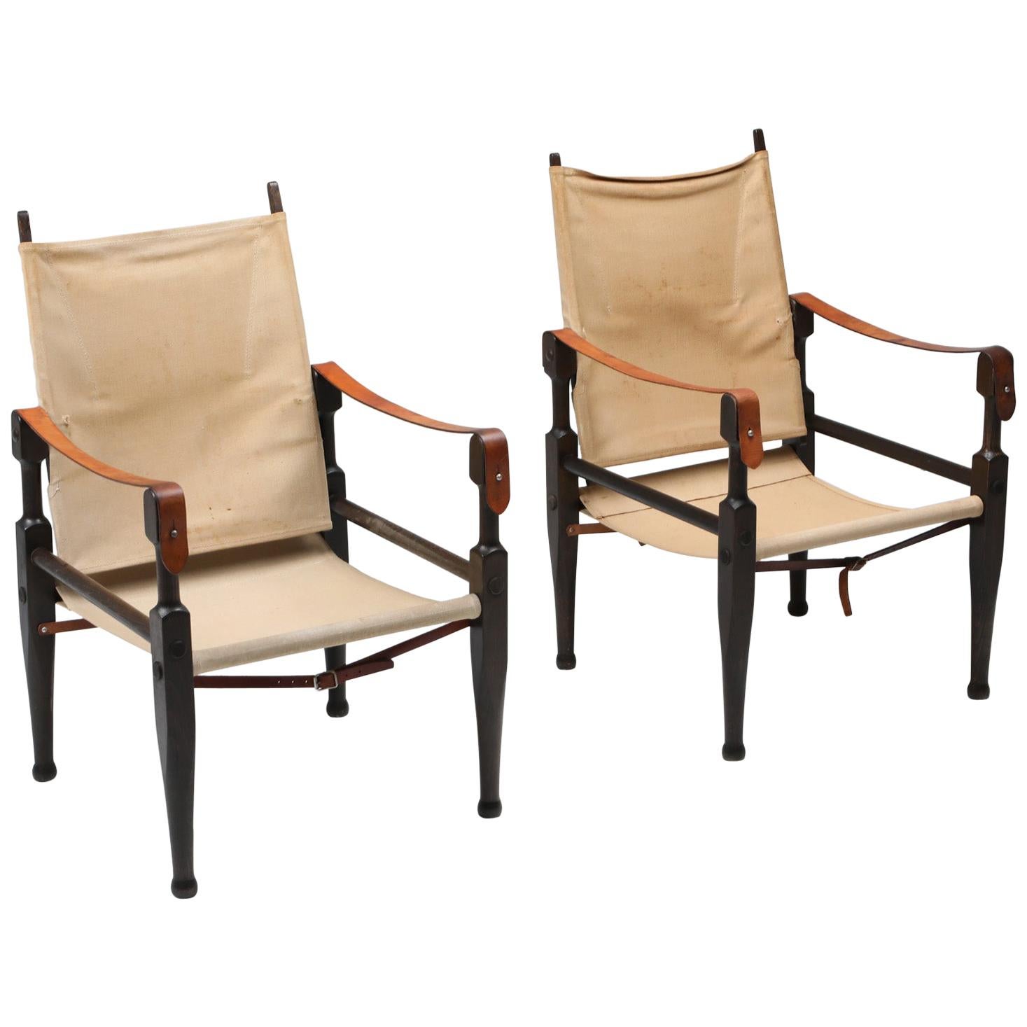 Kaare Klint, safari chairs, Denmark

Danish canvas and leather safari chairs
Full original pieces which show signs of patina and wear.
We do have an in house re-upholstery service in case you don't prefer the original condition.
          