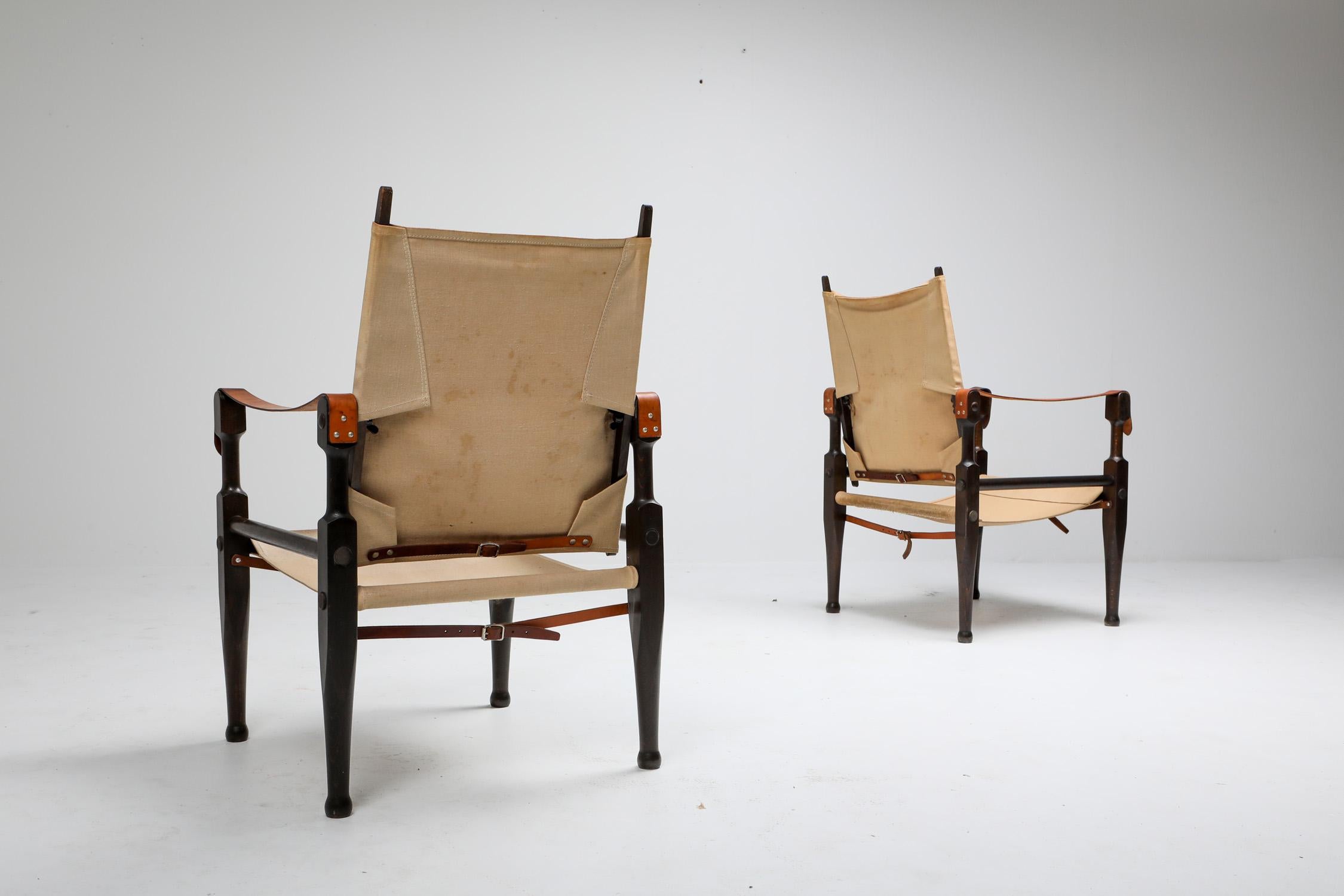 Danish Safari Chairs Designed by Kaare Klint for Rud Rasmussen, Denmark, 1960s