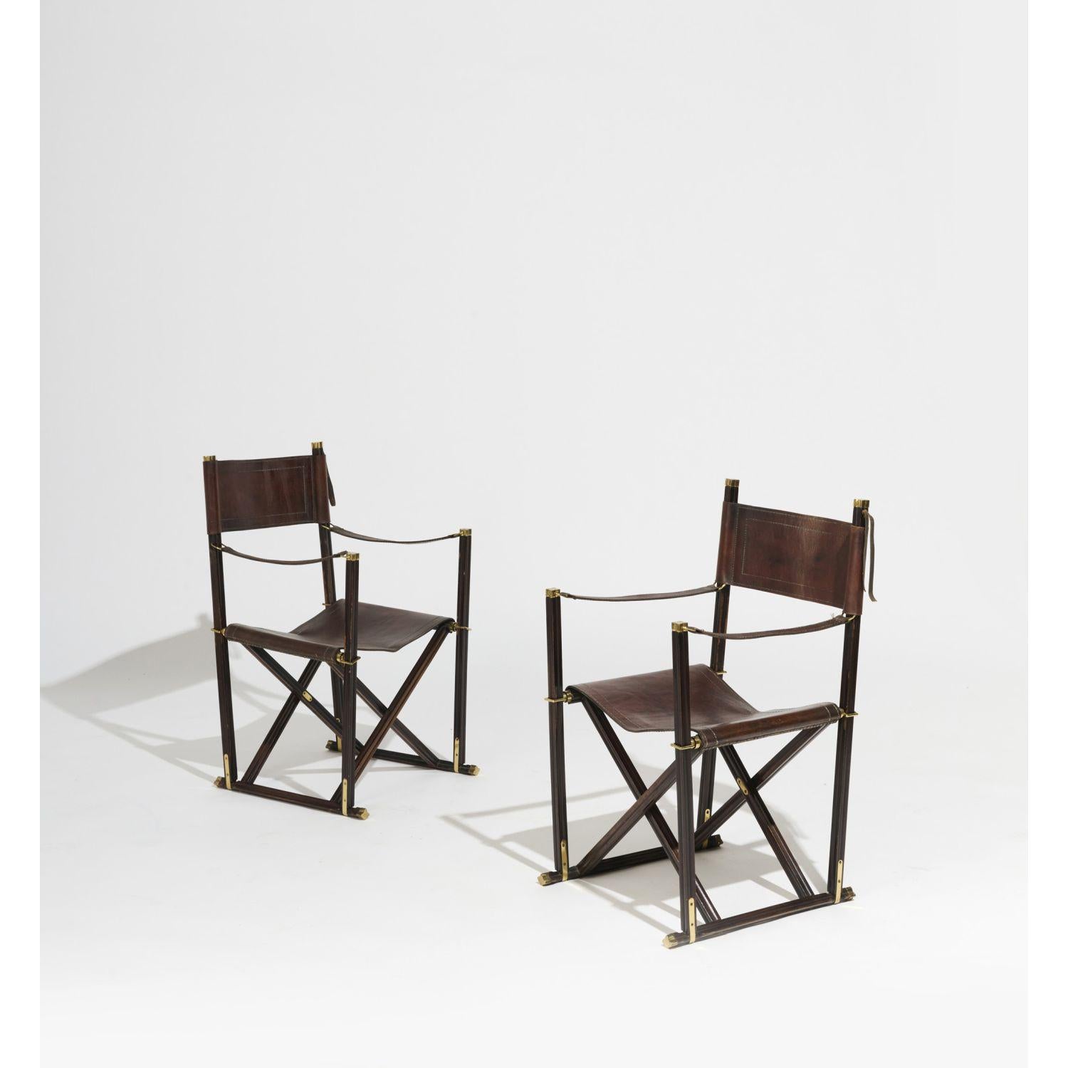 Safari Chairs Model MK-16 by Mogens Koch (Denmark, 1932) Latón en venta