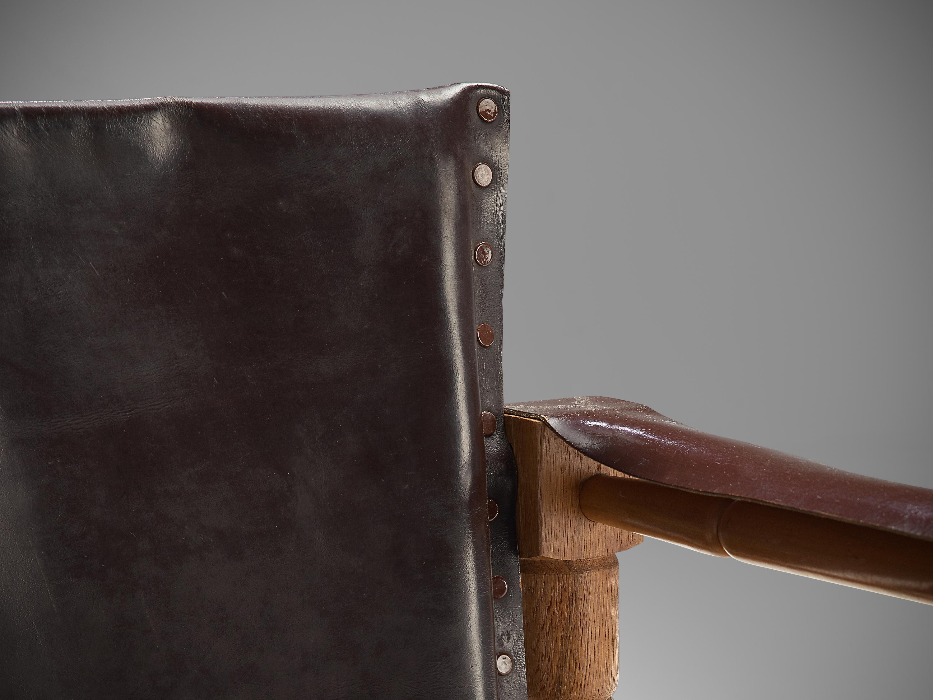 Mid-20th Century Safari Chairs with Sculptural Wooden Frames