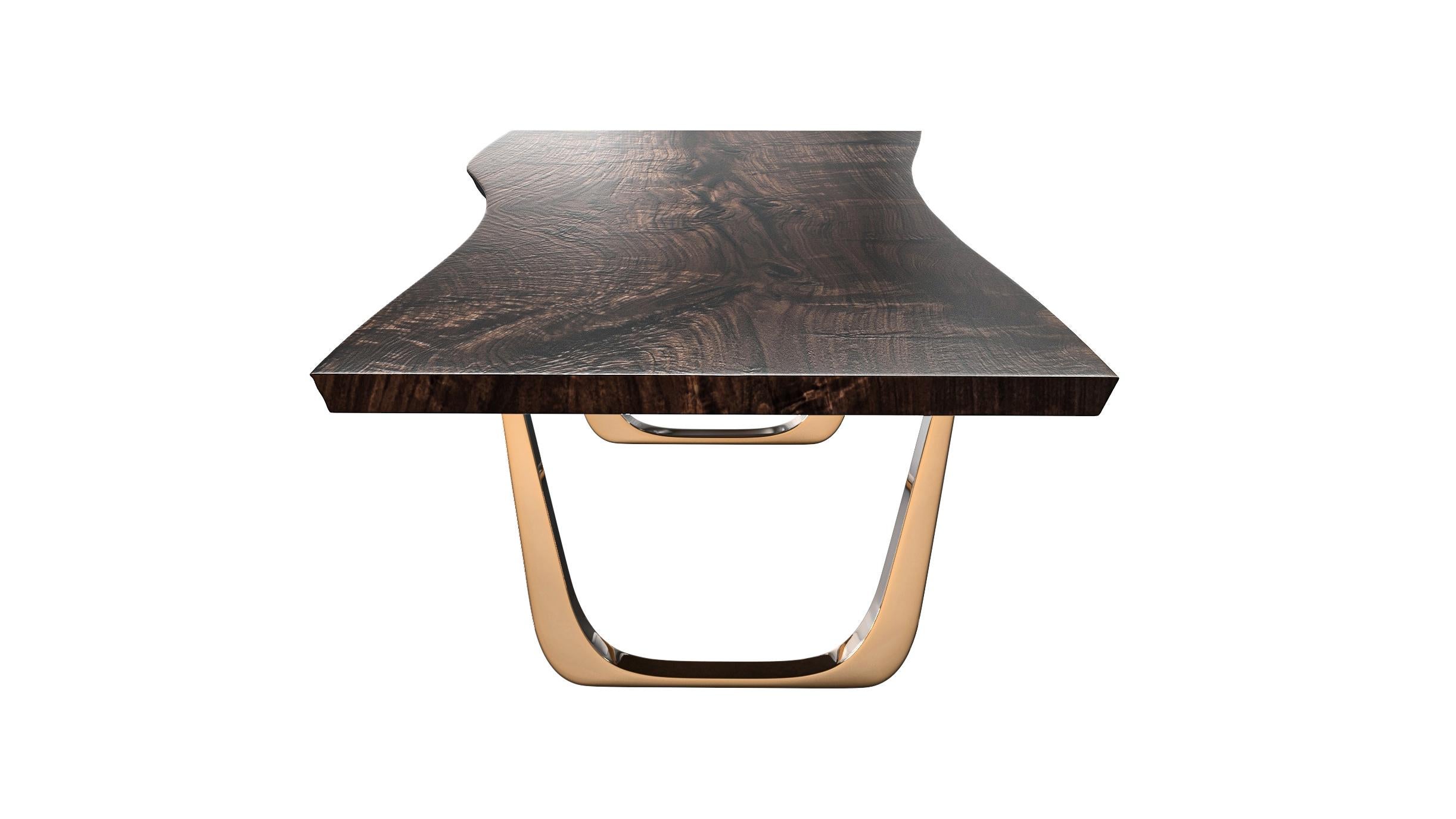 Turc Table de salle à manger Safari avec plateau en bronze et bords vifs, faite à la main, Istanbul en vente
