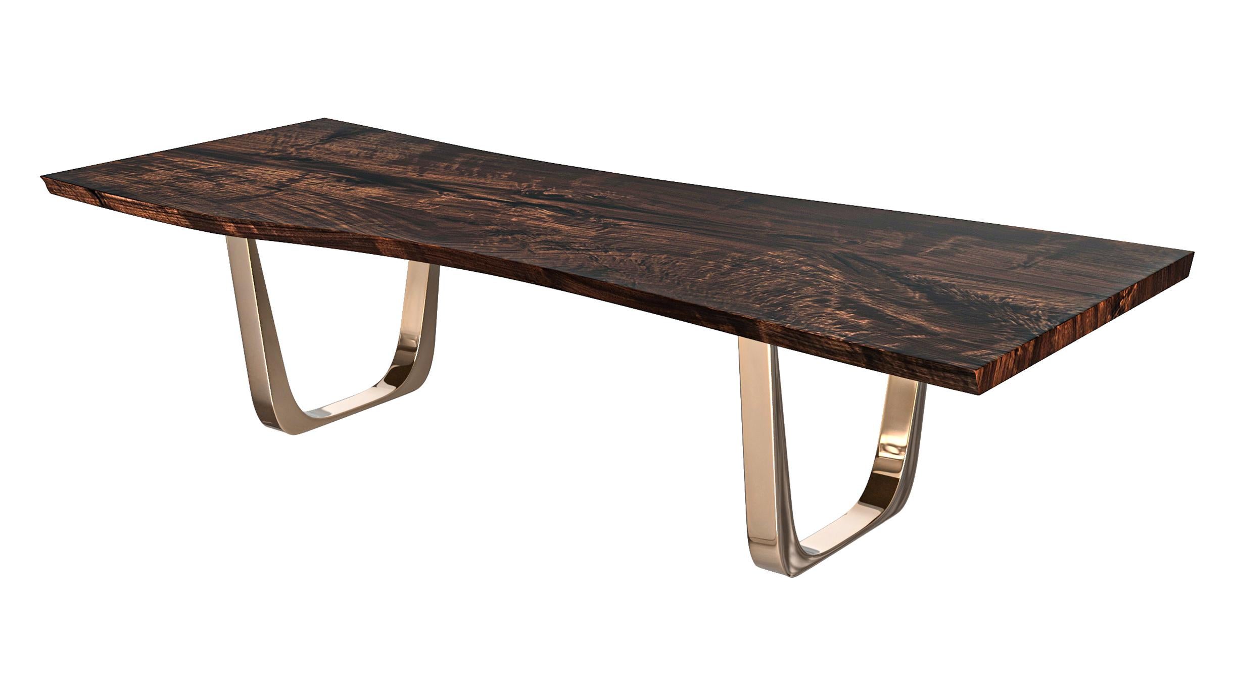 Fait main Table de salle à manger Safari avec plateau en bronze et bords vifs, faite à la main, Istanbul en vente