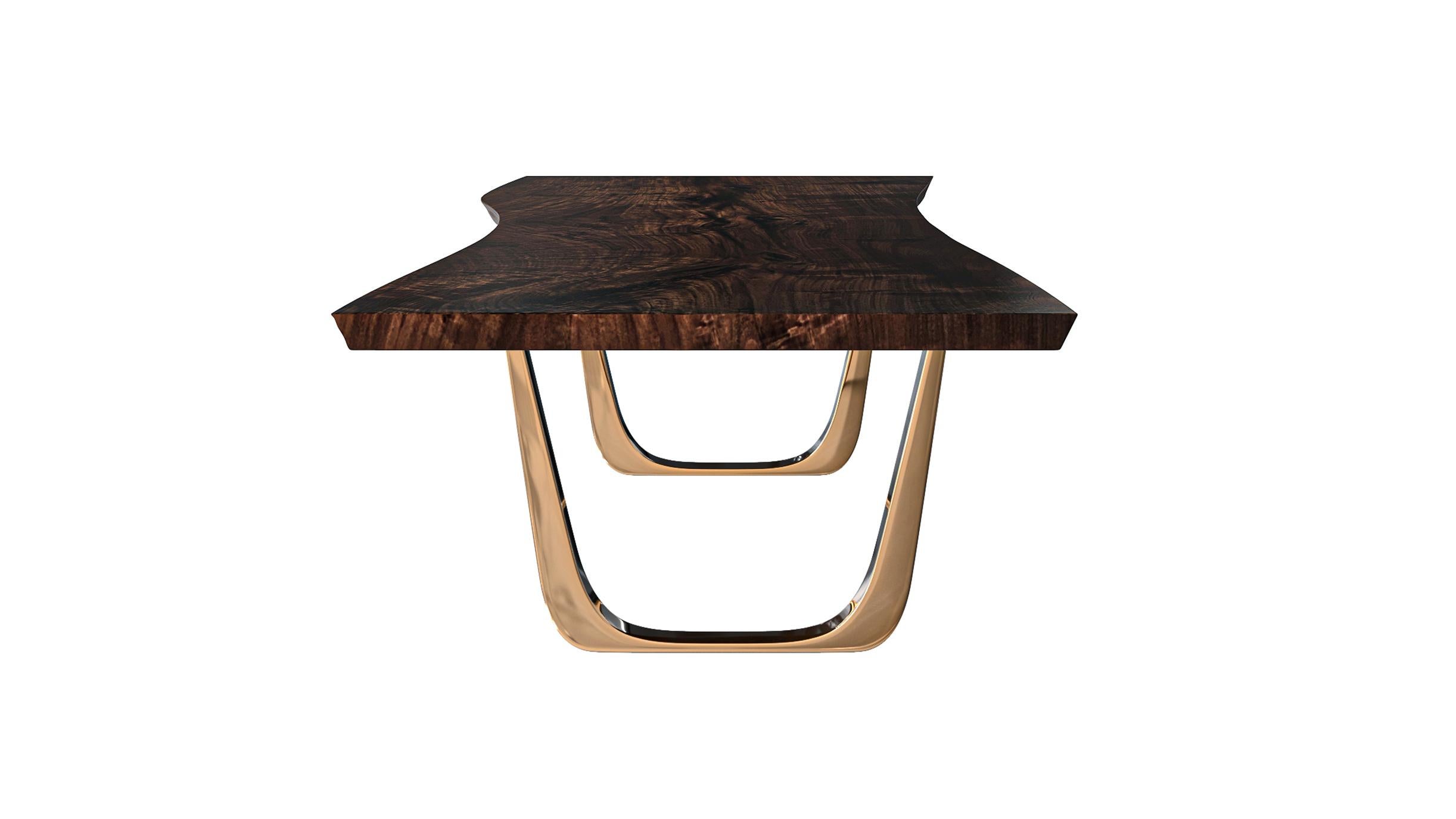 XXIe siècle et contemporain Table de salle à manger Safari avec plateau en bronze et bords vifs, faite à la main, Istanbul en vente