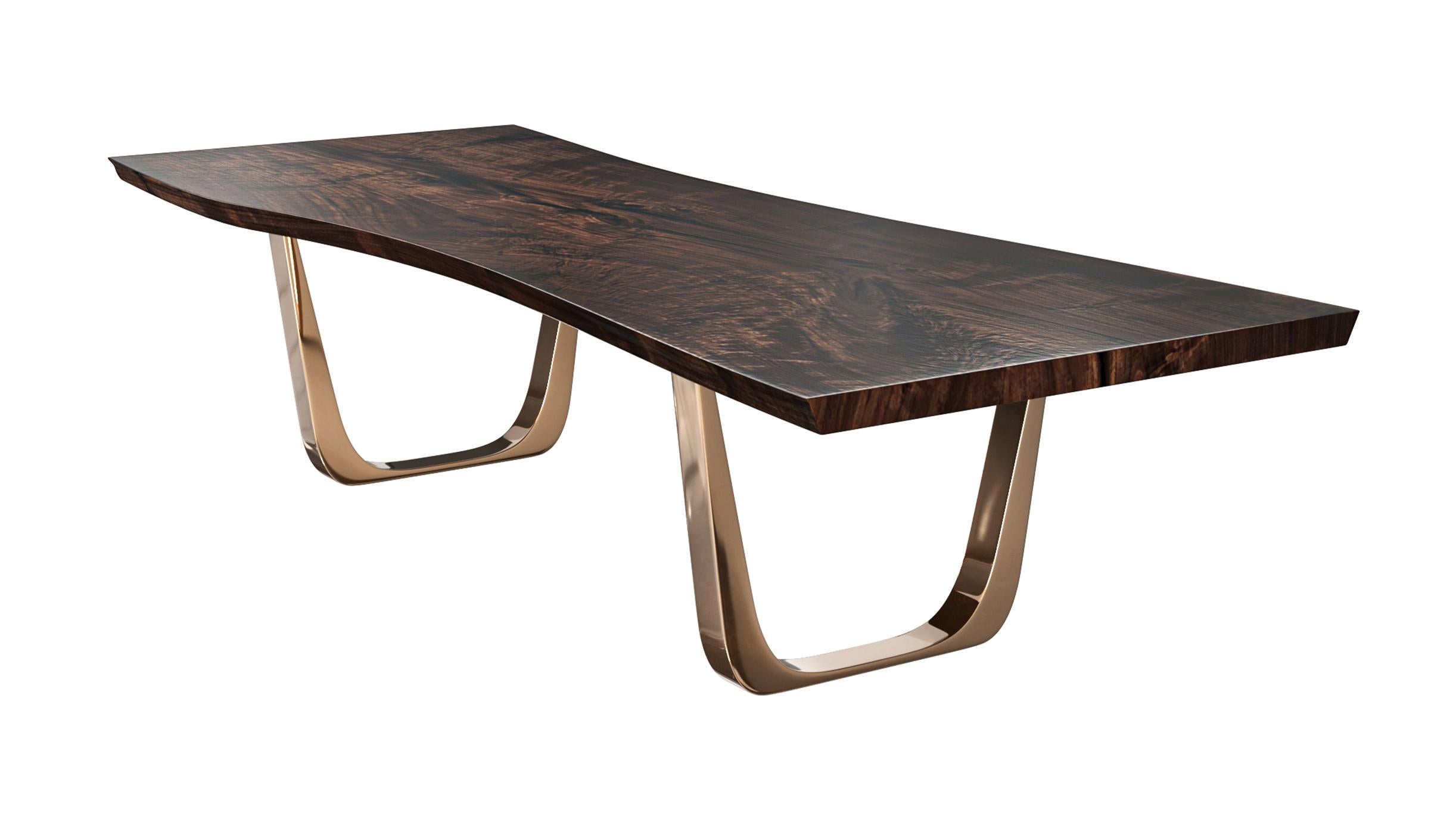 Métal Table de salle à manger Safari avec plateau en bronze et bords vifs, faite à la main, Istanbul en vente