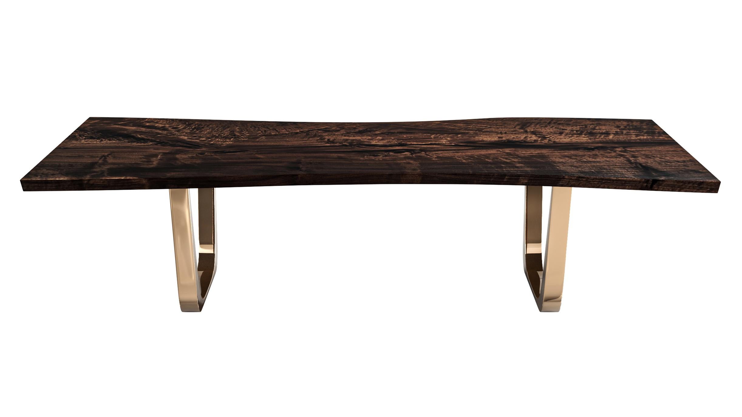 Table de salle à manger Safari avec plateau en bronze et bords vifs, faite à la main, Istanbul en vente 2