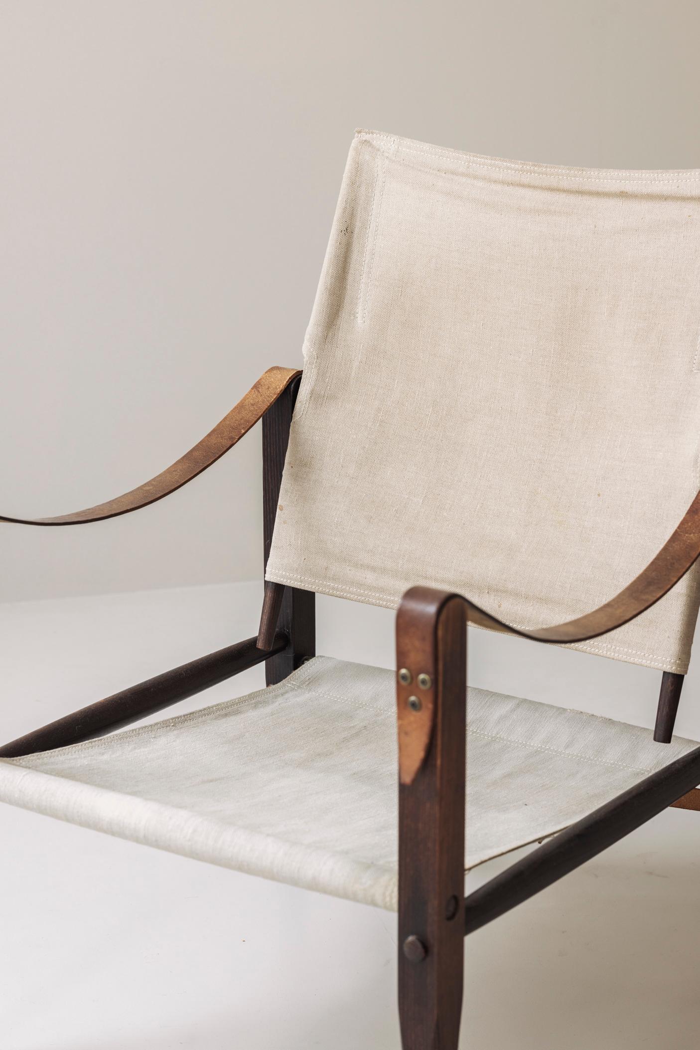 Fauteuil 'Safari' par Kaare Klint pour Rud Rasmussen, Danemark années 1950 Bon état à Antwerp, BE